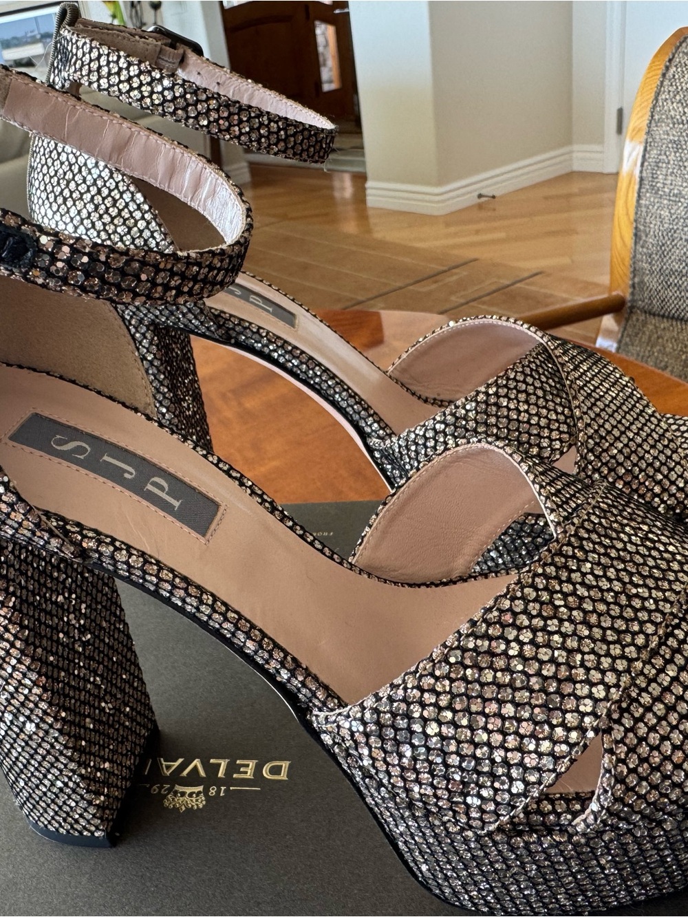 SJP by Sarah Jessica Parker Silver Metallic Platform Sandals - Picture 6 of 8